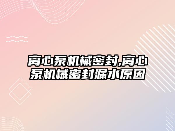 離心泵機械密封,離心泵機械密封漏水原因