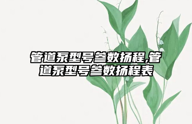 管道泵型號參數揚程,管道泵型號參數揚程表