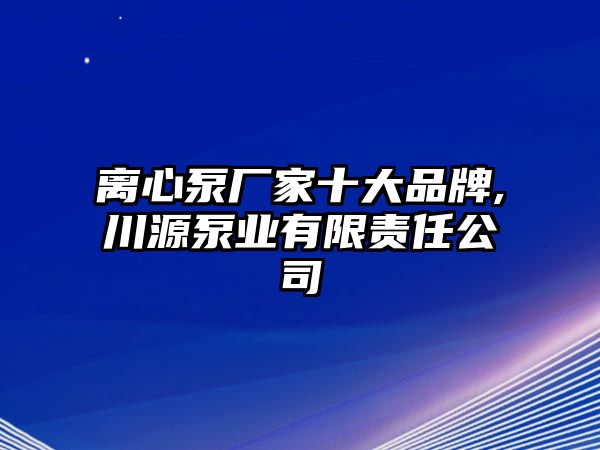 離心泵廠家十大品牌,川源泵業有限責任公司