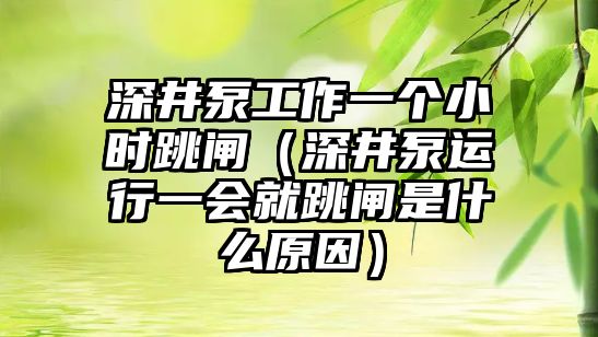 深井泵工作一個(gè)小時(shí)跳閘（深井泵運(yùn)行一會(huì)就跳閘是什么原因）