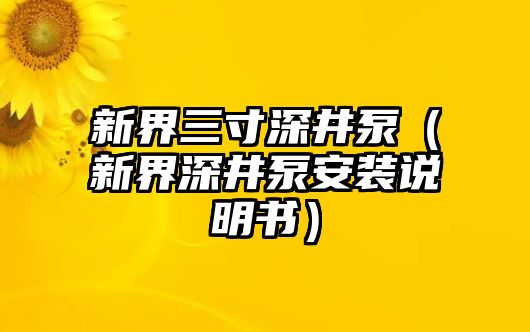 新界三寸深井泵（新界深井泵安裝說明書）