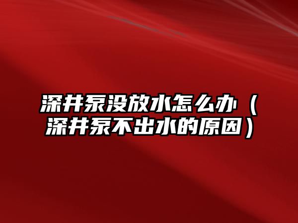 深井泵沒放水怎么辦（深井泵不出水的原因）