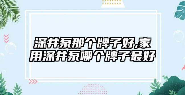 深井泵那個牌子好,家用深井泵哪個牌子最好