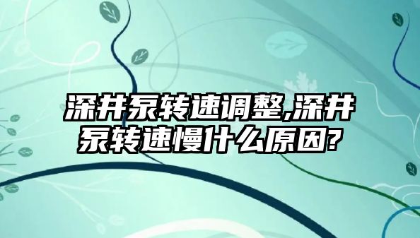 深井泵轉速調整,深井泵轉速慢什么原因?