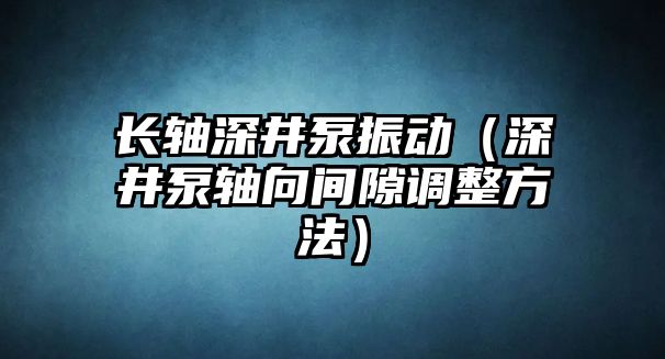 長軸深井泵振動（深井泵軸向間隙調整方法）