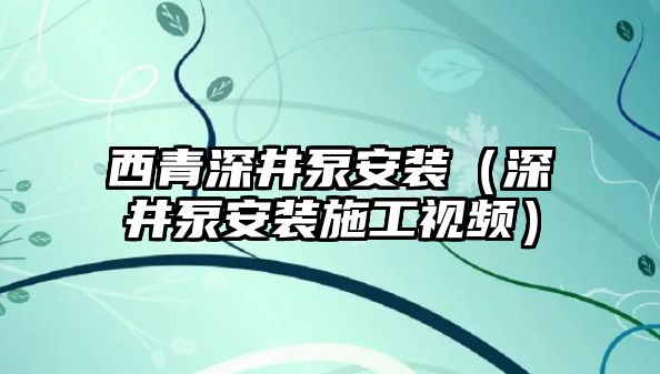 西青深井泵安裝（深井泵安裝施工視頻）