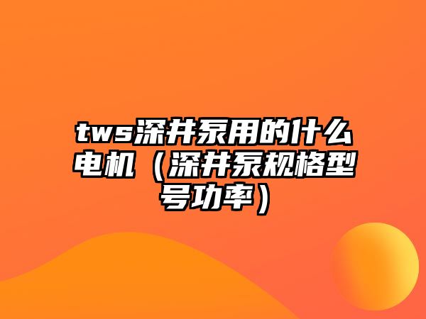 tws深井泵用的什么電機（深井泵規(guī)格型號功率）