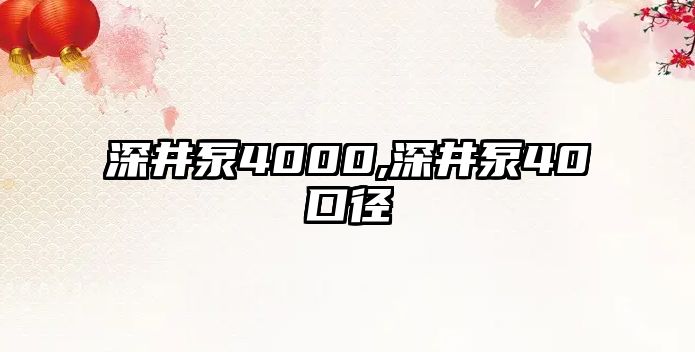 深井泵4000,深井泵40口徑