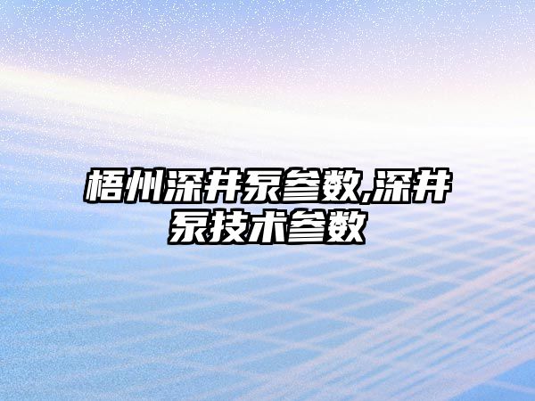 梧州深井泵參數,深井泵技術參數