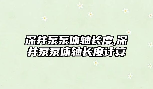 深井泵泵體軸長度,深井泵泵體軸長度計算