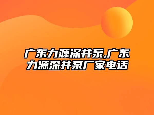 廣東力源深井泵,廣東力源深井泵廠家電話