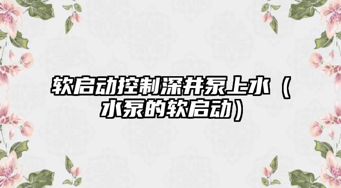 軟啟動控制深井泵上水（水泵的軟啟動）