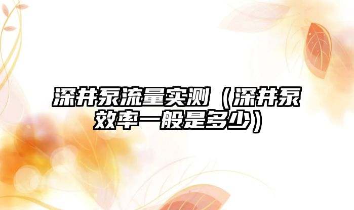 深井泵流量實測（深井泵效率一般是多少）