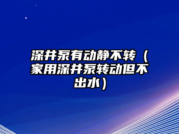 深井泵有動靜不轉（家用深井泵轉動但不出水）