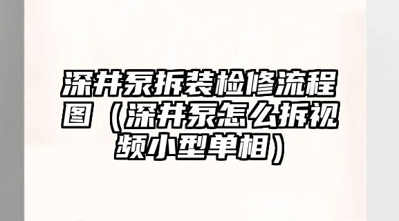 深井泵拆裝檢修流程圖（深井泵怎么拆視頻小型單相）