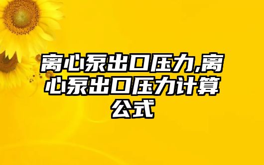 離心泵出口壓力,離心泵出口壓力計算公式