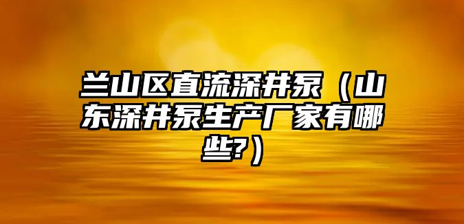 蘭山區直流深井泵（山東深井泵生產廠家有哪些?）