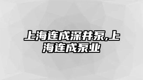 上海連成深井泵,上海連成泵業