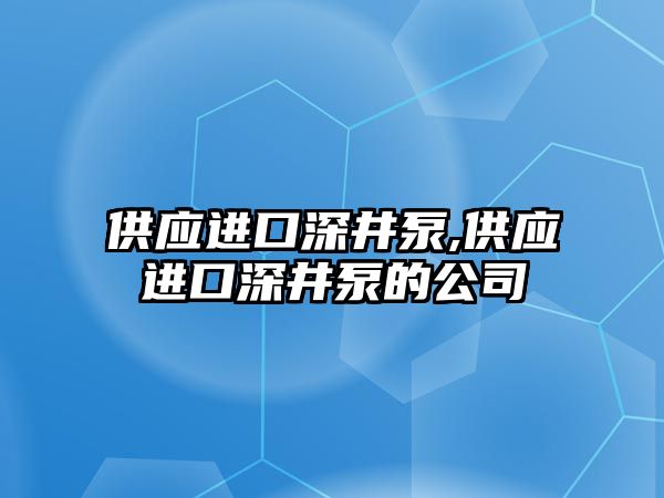 供應進口深井泵,供應進口深井泵的公司