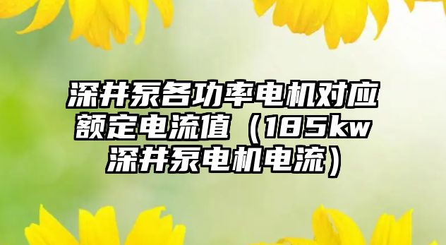 深井泵各功率電機對應額定電流值（185kw深井泵電機電流）