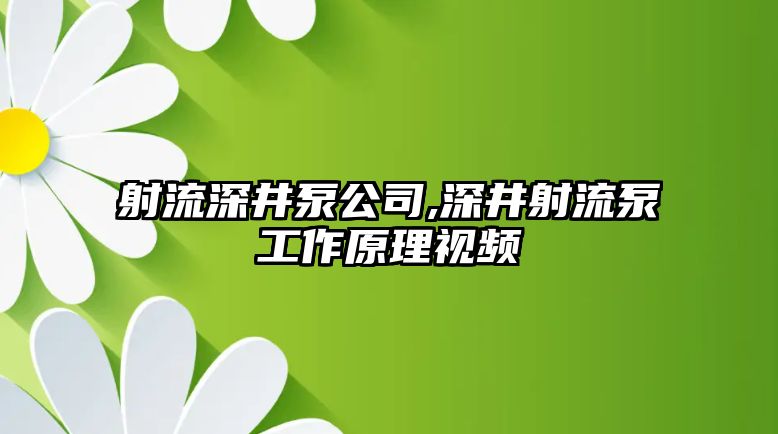 射流深井泵公司,深井射流泵工作原理視頻