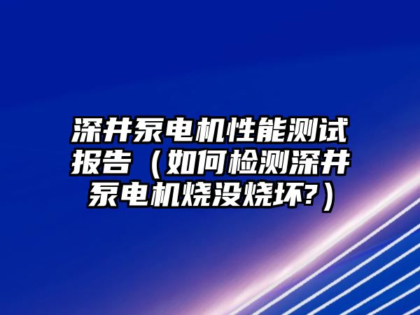 深井泵電機性能測試報告（如何檢測深井泵電機燒沒燒壞?）