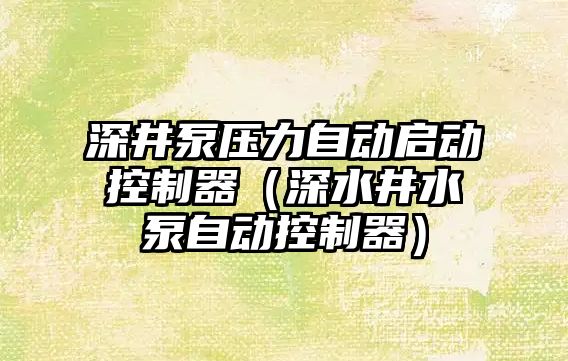 深井泵壓力自動啟動控制器（深水井水泵自動控制器）