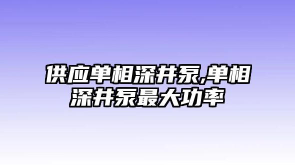 供應單相深井泵,單相深井泵最大功率