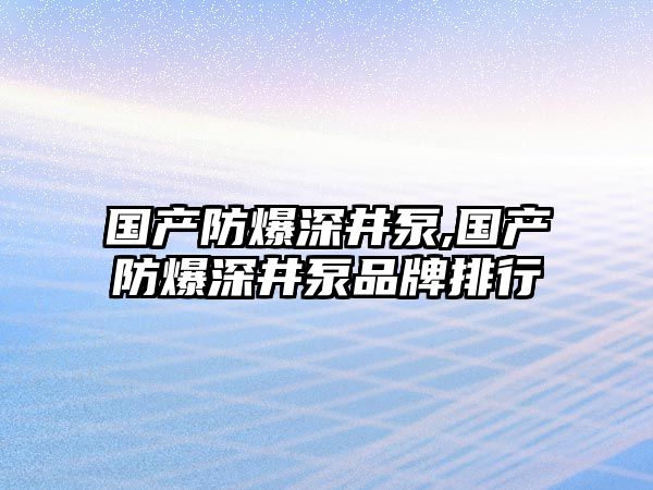 國產防爆深井泵,國產防爆深井泵品牌排行