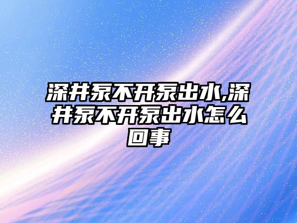 深井泵不開泵出水,深井泵不開泵出水怎么回事