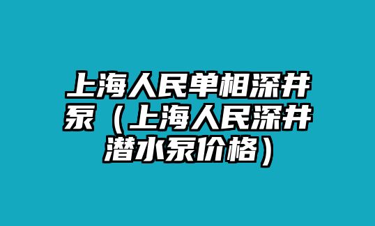 上海人民單相深井泵（上海人民深井潛水泵價格）