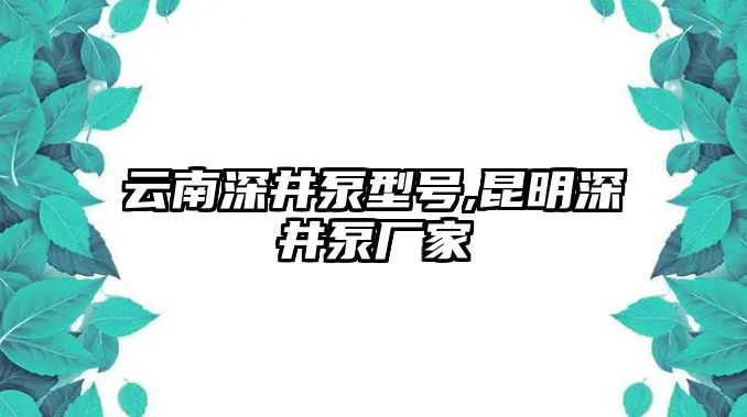 云南深井泵型號,昆明深井泵廠家