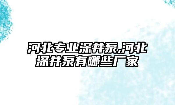 河北專業深井泵,河北深井泵有哪些廠家