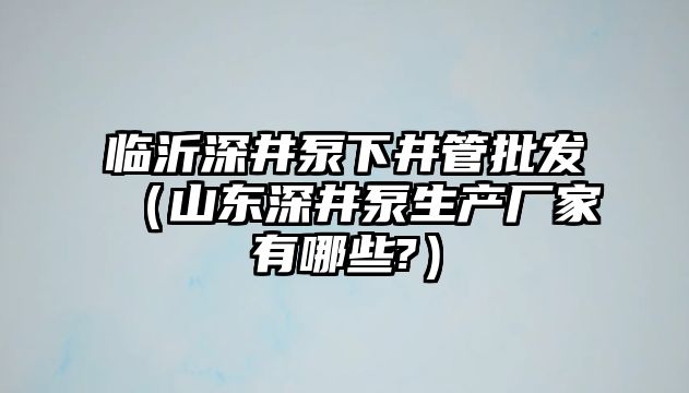 臨沂深井泵下井管批發（山東深井泵生產廠家有哪些?）