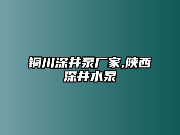 銅川深井泵廠家,陜西深井水泵