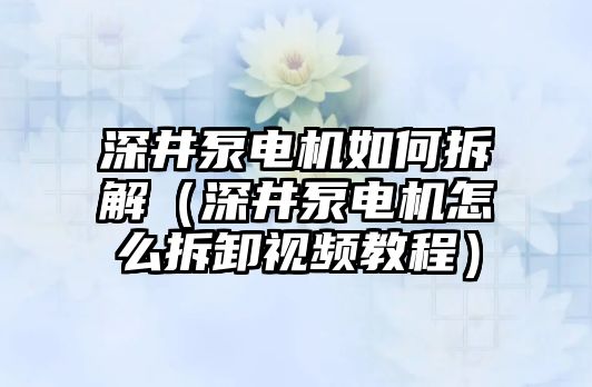 深井泵電機如何拆解（深井泵電機怎么拆卸視頻教程）