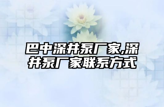 巴中深井泵廠家,深井泵廠家聯系方式