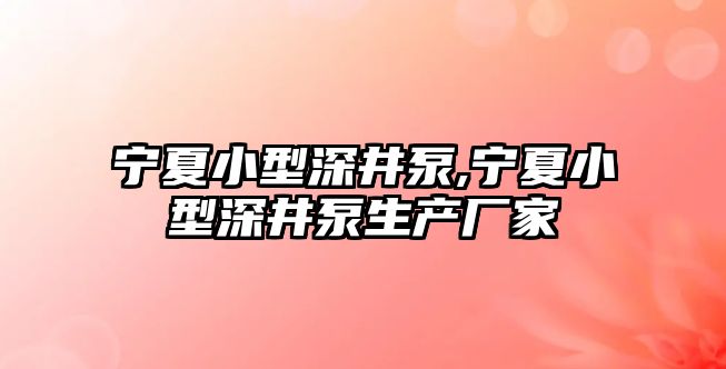 寧夏小型深井泵,寧夏小型深井泵生產廠家