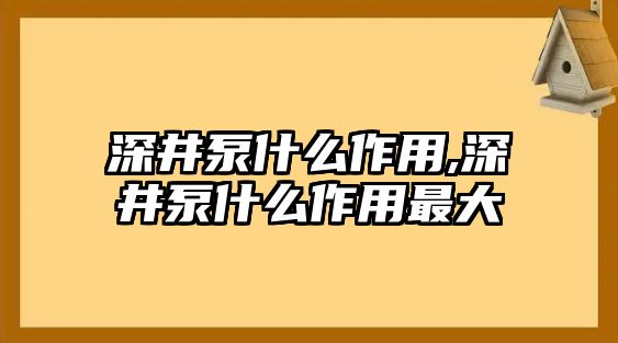 深井泵什么作用,深井泵什么作用最大