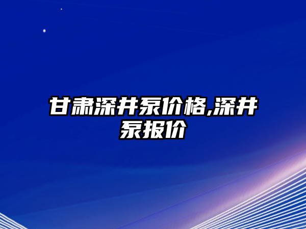 甘肅深井泵價格,深井泵報價