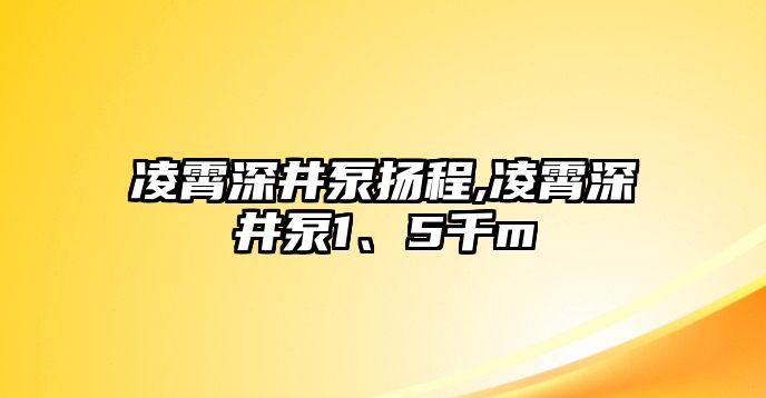 凌霄深井泵揚程,凌霄深井泵1、5千m