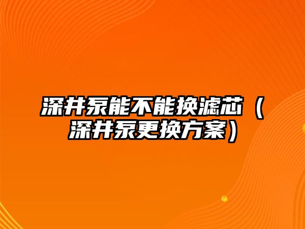 深井泵能不能換濾芯（深井泵更換方案）