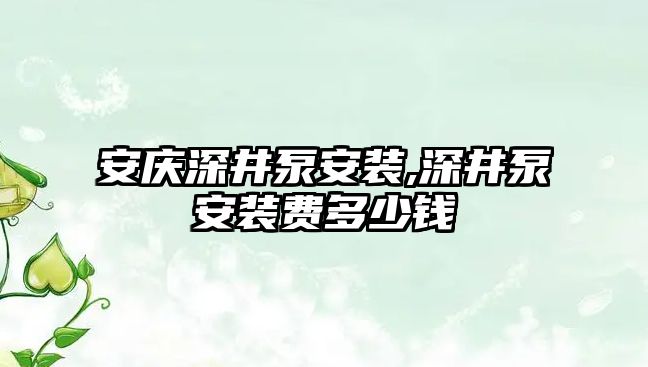 安慶深井泵安裝,深井泵安裝費多少錢