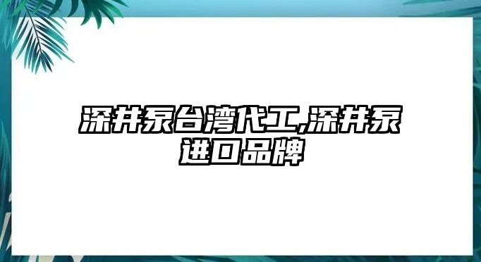 深井泵臺(tái)灣代工,深井泵進(jìn)口品牌