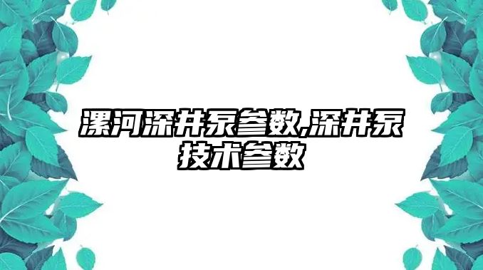 漯河深井泵參數,深井泵技術參數