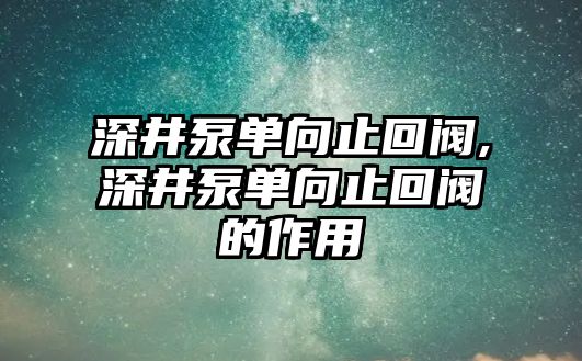 深井泵單向止回閥,深井泵單向止回閥的作用