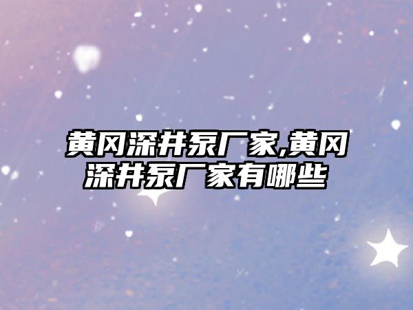 黃岡深井泵廠家,黃岡深井泵廠家有哪些