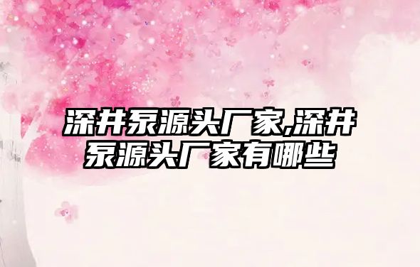 深井泵源頭廠家,深井泵源頭廠家有哪些