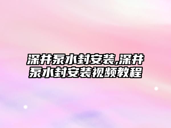 深井泵水封安裝,深井泵水封安裝視頻教程