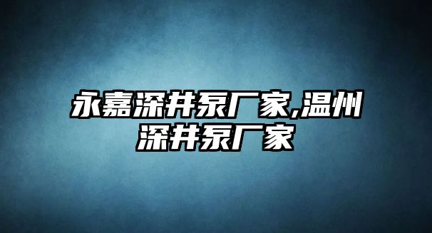 永嘉深井泵廠家,溫州深井泵廠家